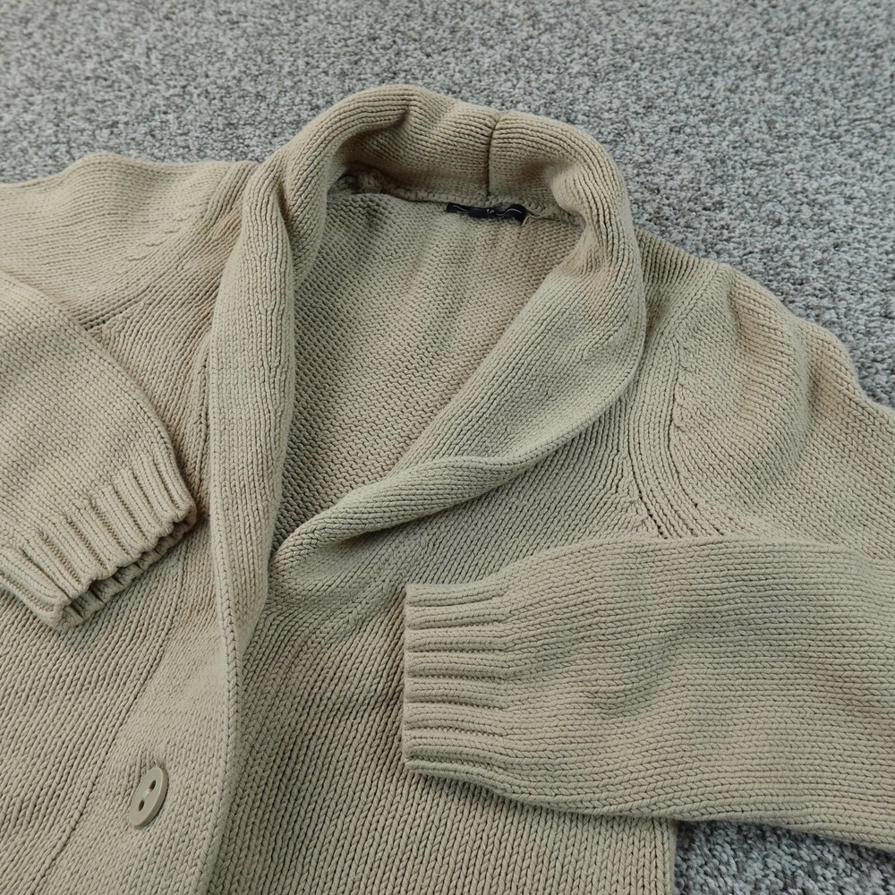 Gap Cardigan Womens M Beige Shawl‎ Collar Knit Button Pockets Sweater Longline
